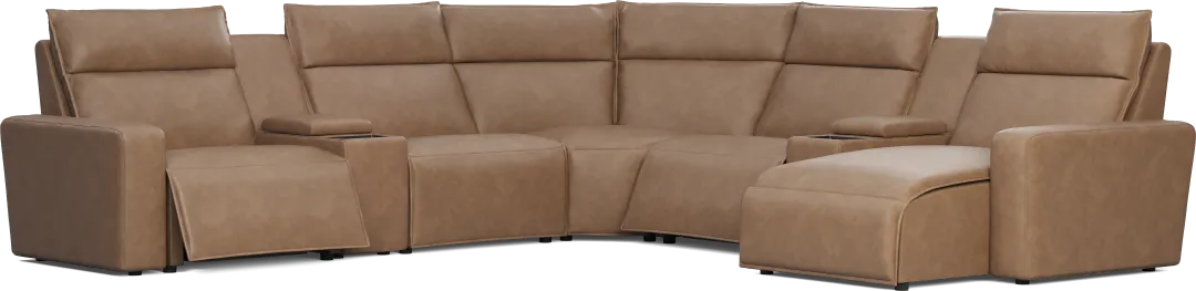 Saddle 7 Pc Dual Power Reclining ModularTwo with Media Consoles