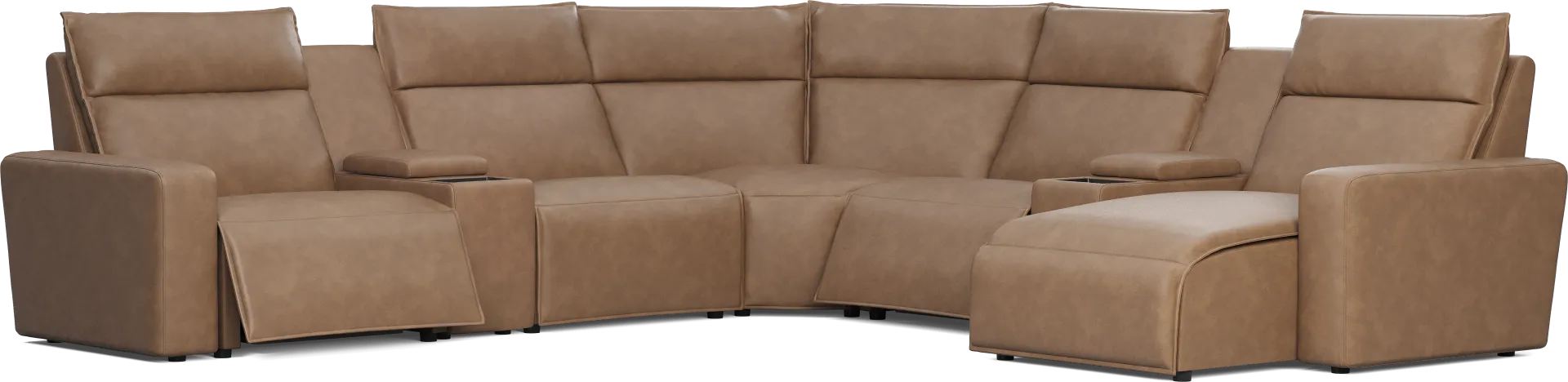 Saddle 7 Pc Dual Power Reclining ModularTwo with Media Consoles