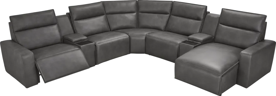 Charcoal 7 Pc Dual Power Reclining ModularTwo with Media Consoles