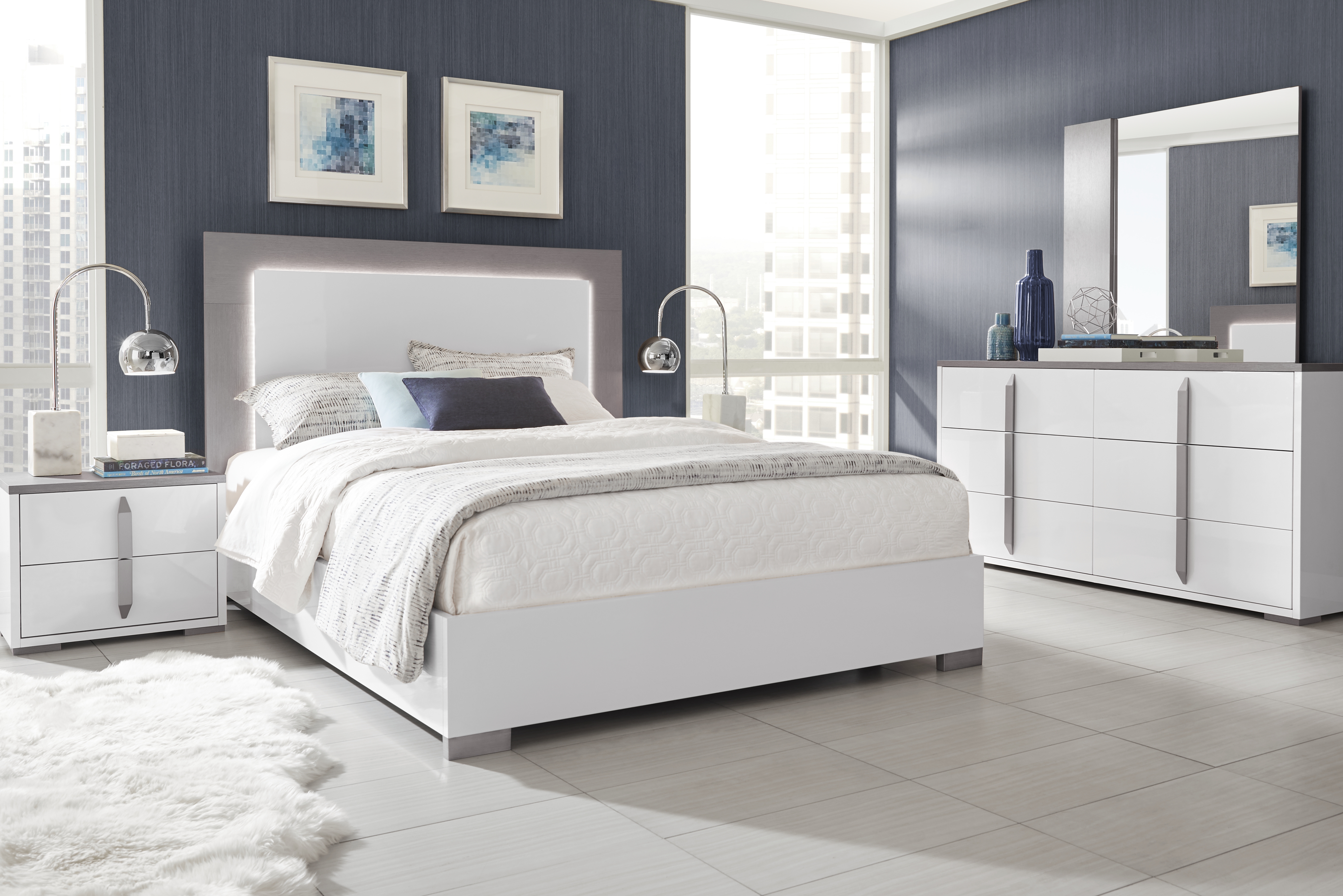 Park Slope White 5 Pc King Panel Bedroom - Thumbnail - Image 1