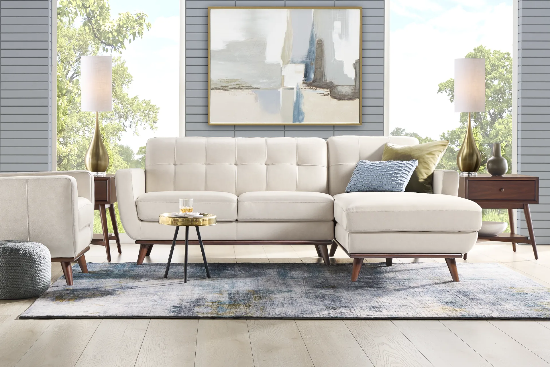 Greyson Ivory Leather 2 Pc Sectional - Image 1