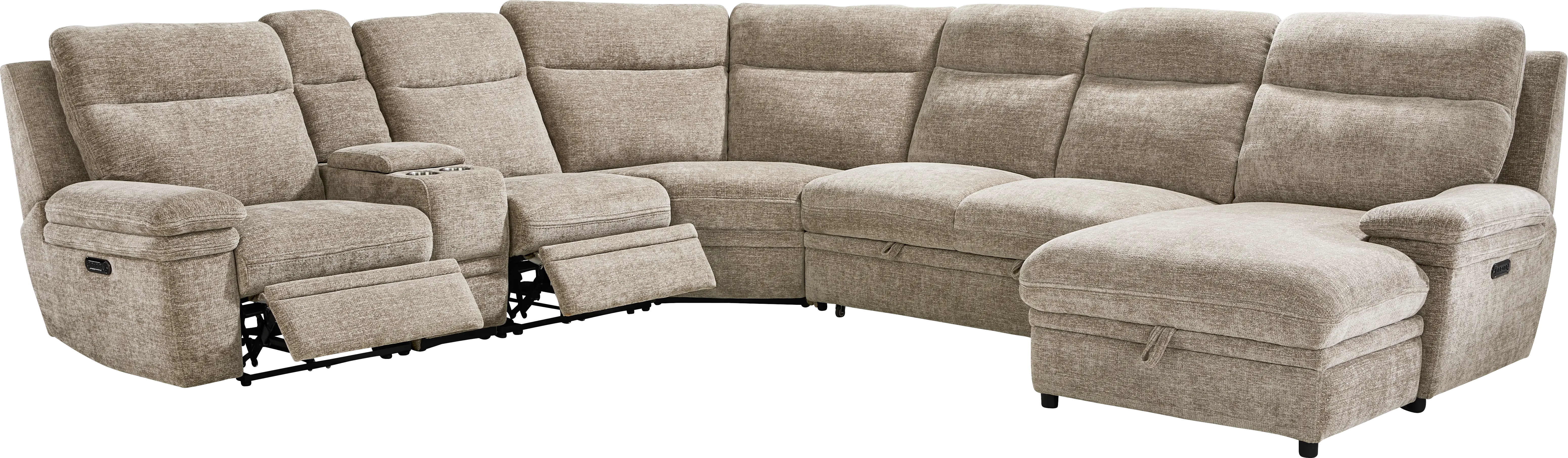 Anaheim Latte 6 Pc Dual Power Reclining Sleeper Sectional - Thumbnail - Image 1