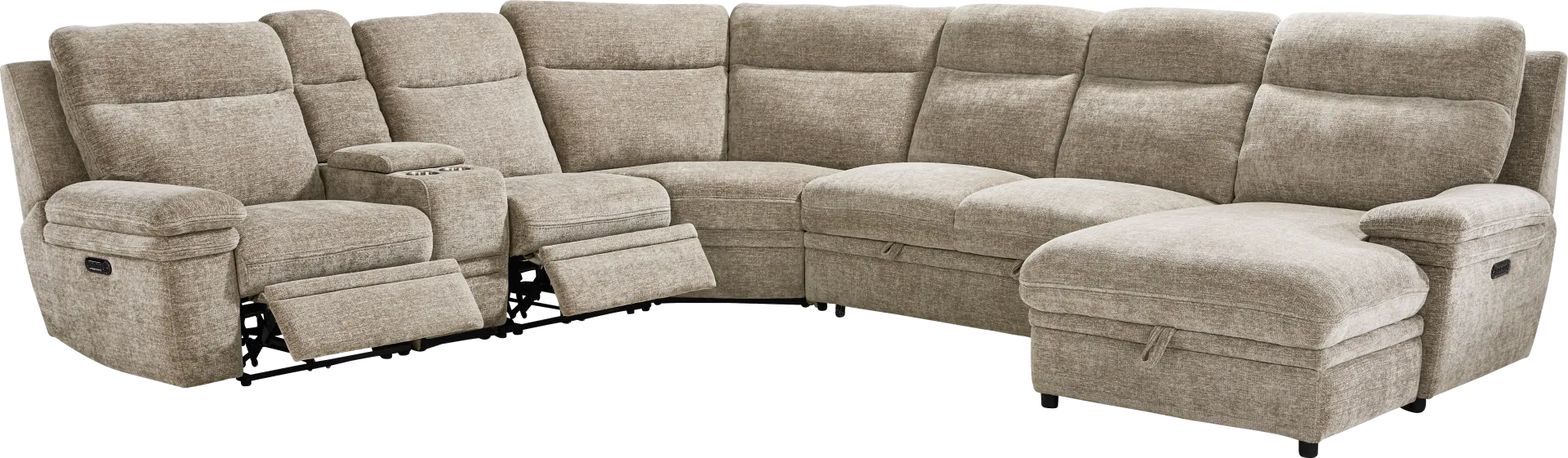 Anaheim Latte 6 Pc Dual Power Reclining Sleeper Sectional - Image 1