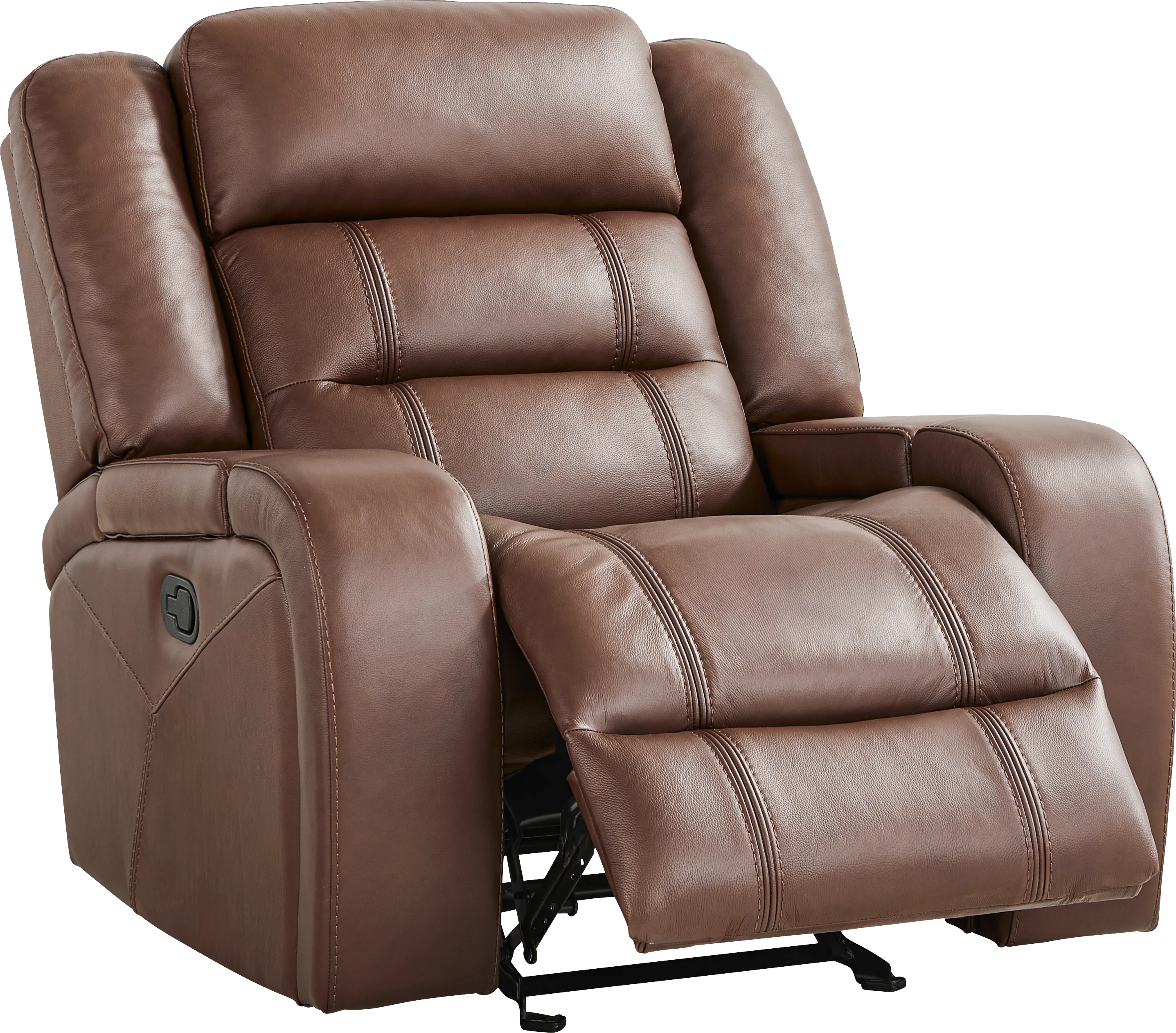 Denali Brown Leather Glider Recliner - Thumbnail - Image 1
