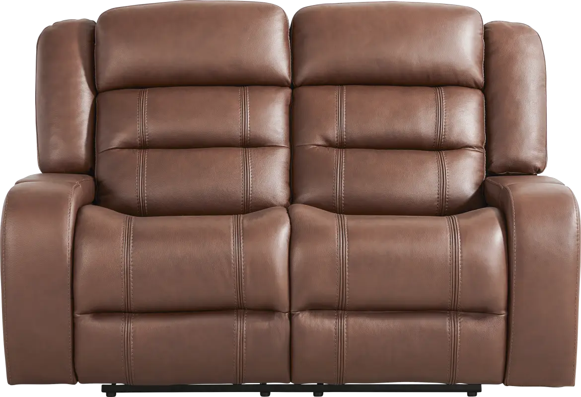 Denali Brown Leather Reclining Loveseat