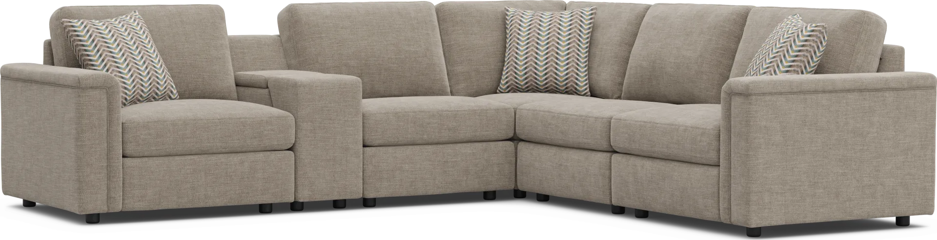 Beige 6 Pc Tempo Modular with Media Console - Image 2