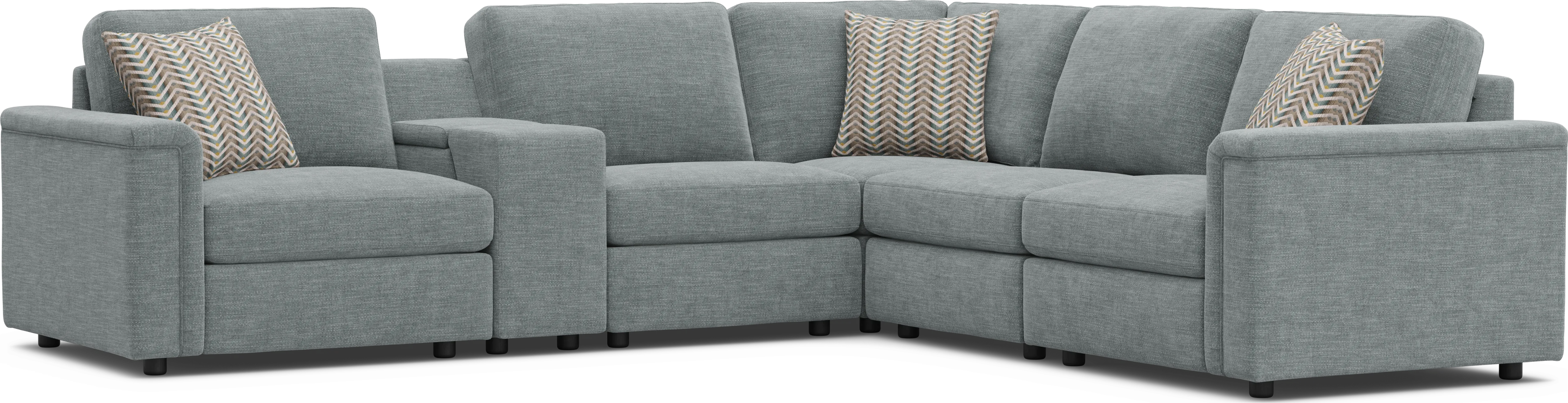 Blue 6 Pc Tempo Modular with Media Console - Thumbnail - Image 1