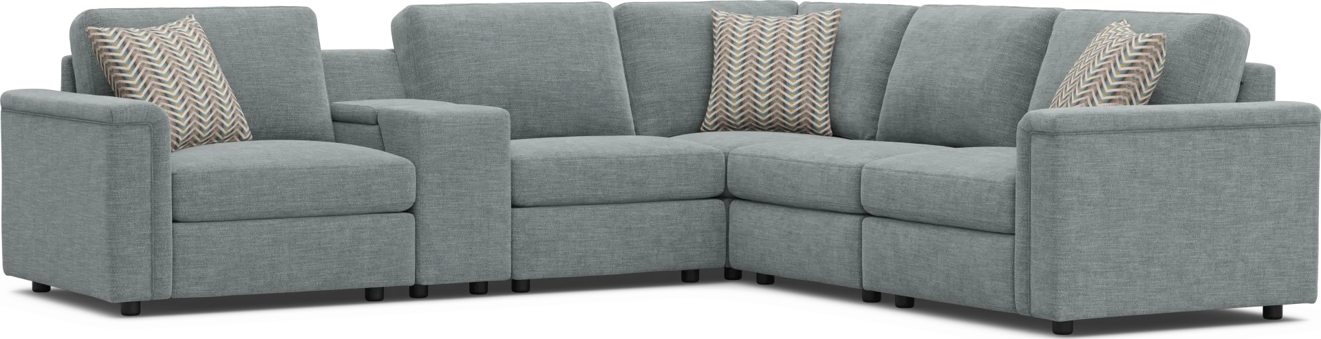 Blue 6 Pc Tempo Modular with Media Console - Image 1