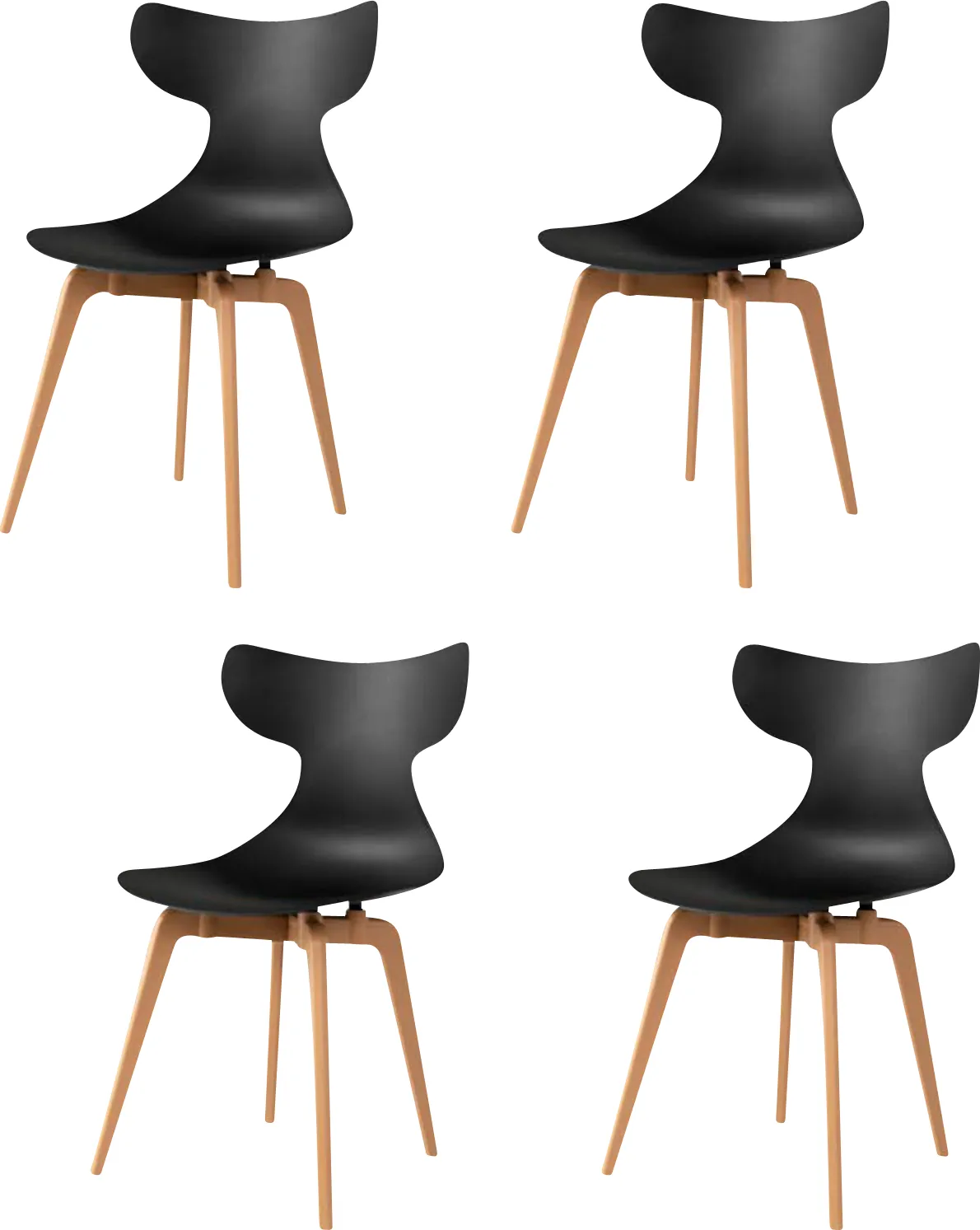 Lagoon Whale Black Dining Chair, Set of 4 - Image 1