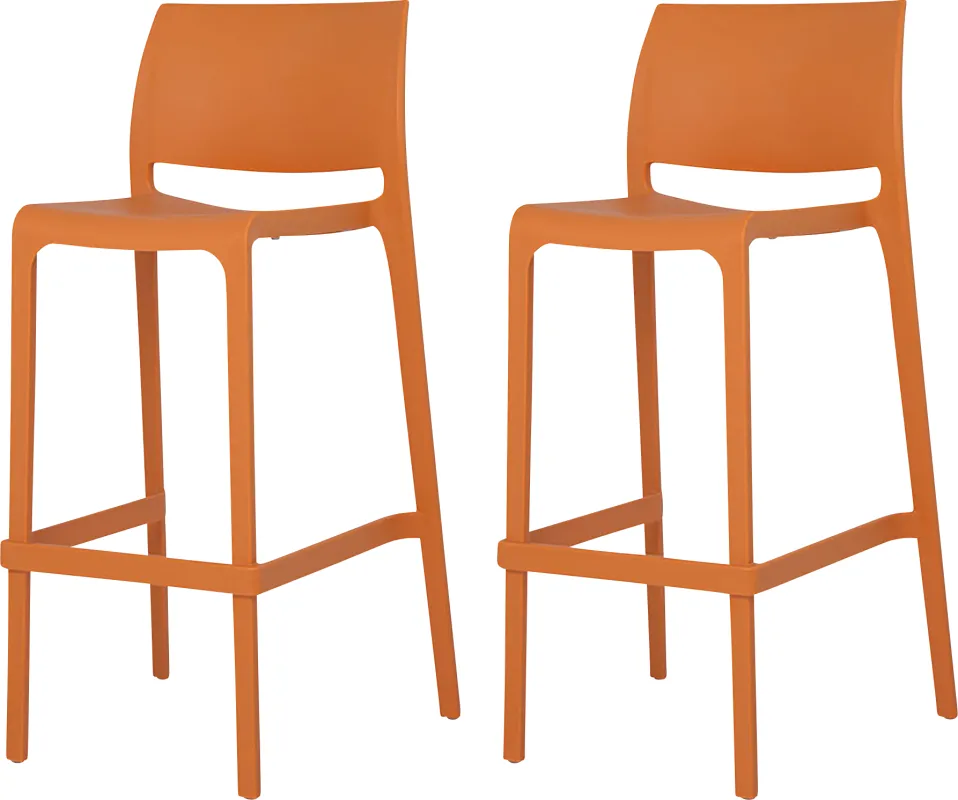 Outdoor Cayetana Orange Barstool, Set of 2
