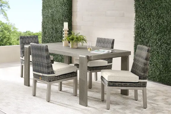 Montecello Gray 5 Pc Outdoor Dining Set with Twine Cushions
