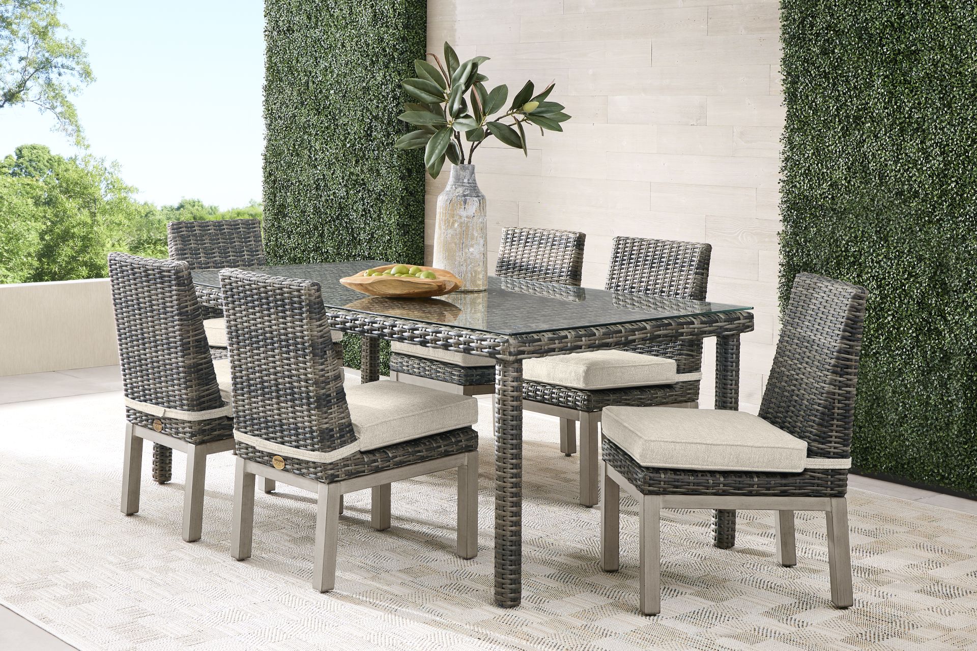 Montecello Gray 7 Pc Outdoor Dining Set with Twine Cushions - Image 1