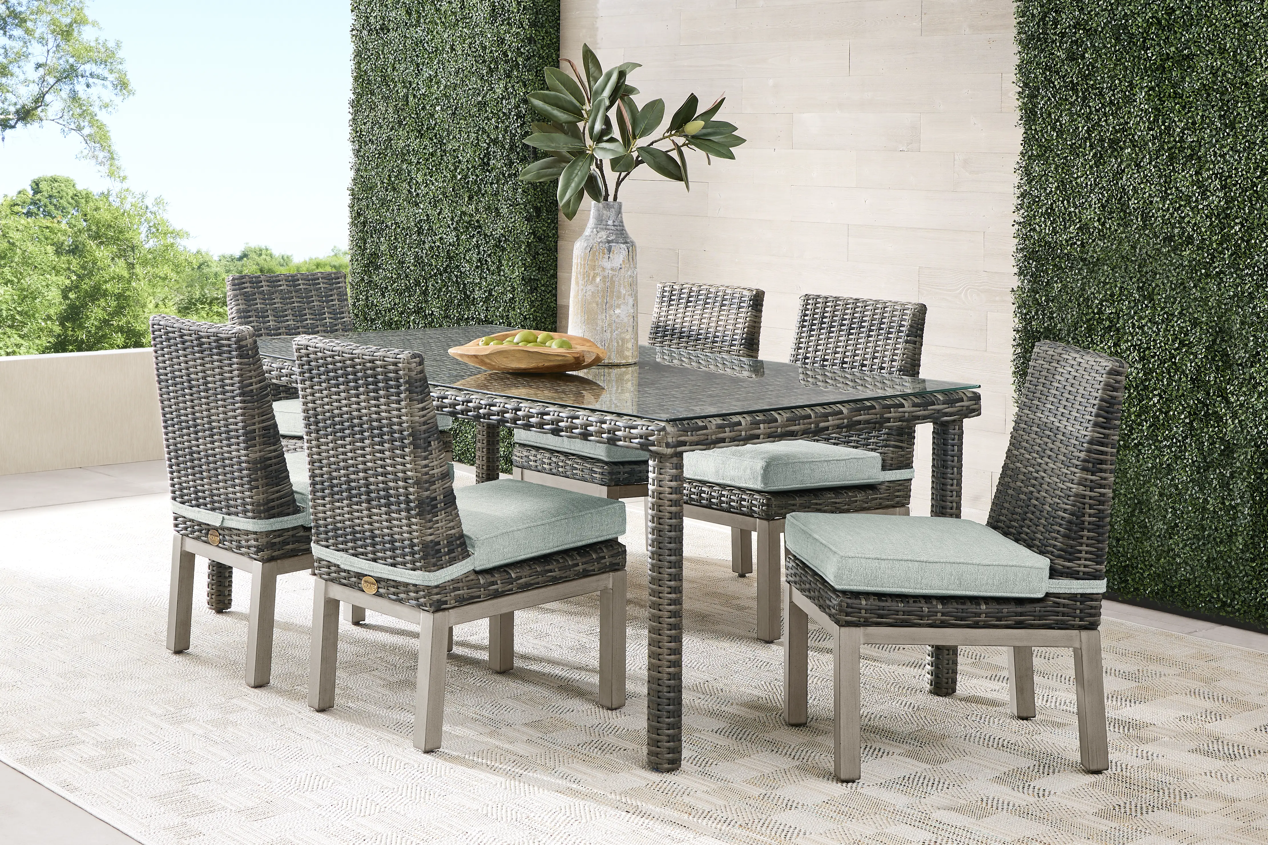 Montecello Gray 7 Pc Outdoor Dining Set with Mist Cushions - Thumbnail - Image 1