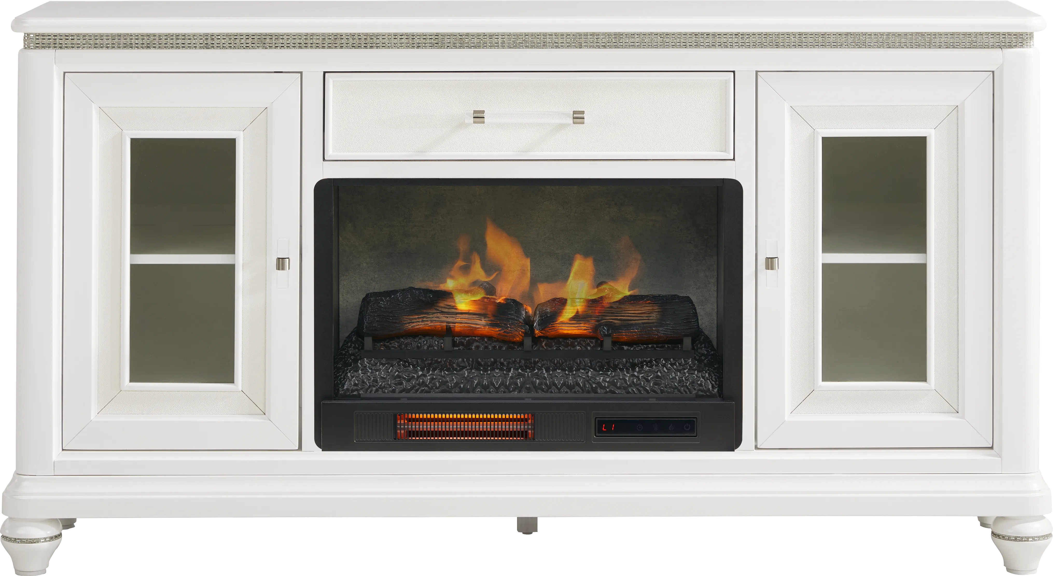 Starlet Lane White 66 in. Console with Electric Fireplace - Thumbnail - Image 1