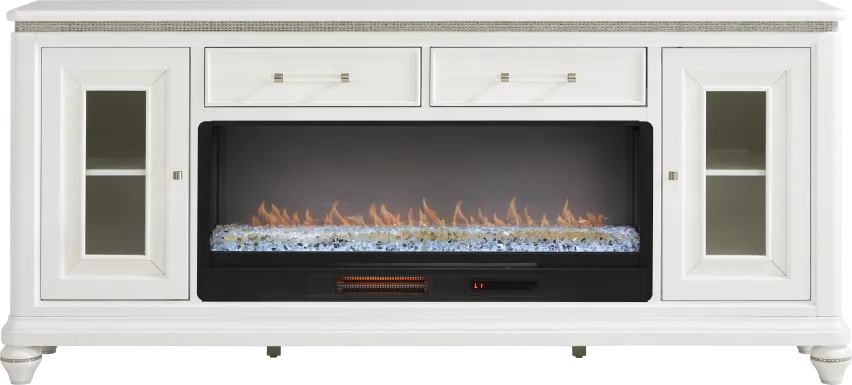 Starlet Lane White 80 in. Console with Electric Fireplace