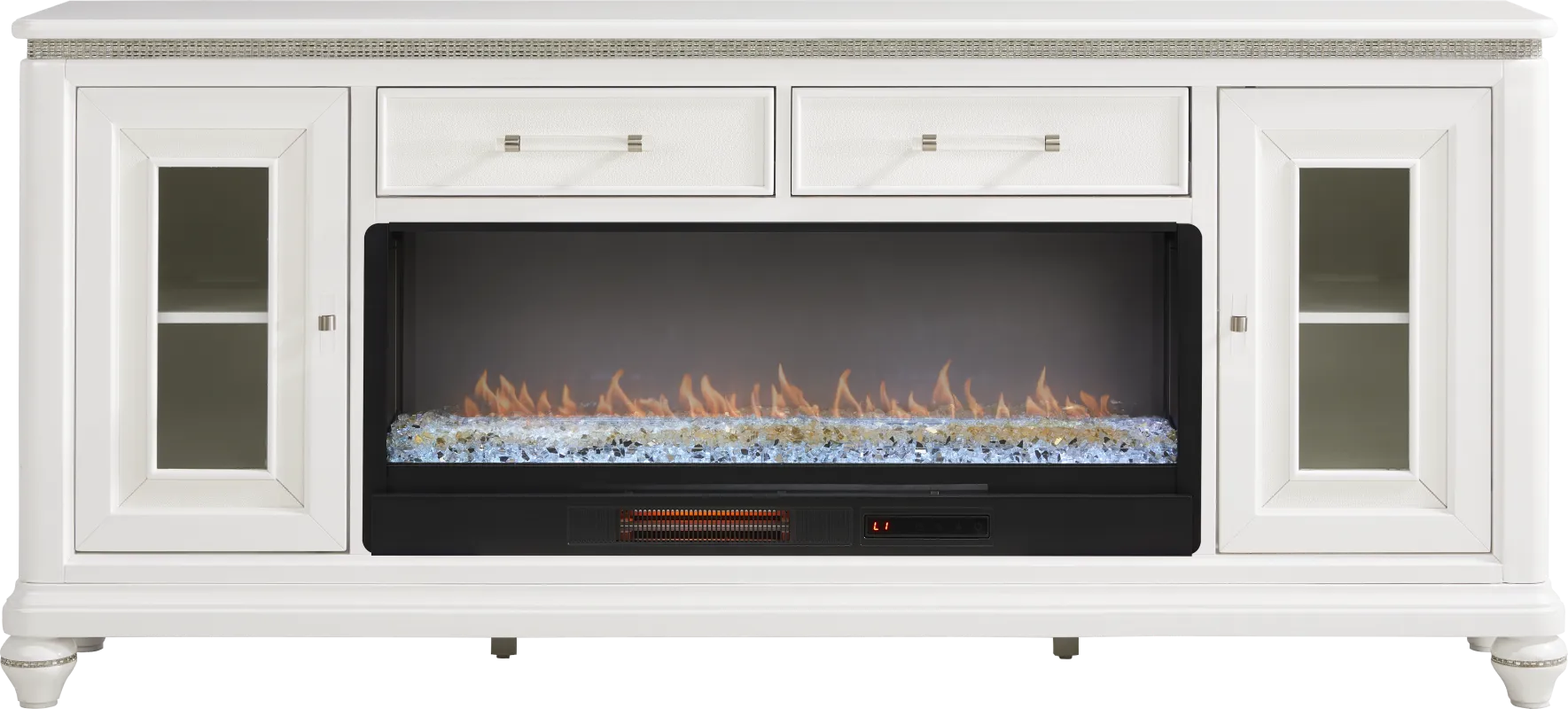 Starlet Lane White 80 in. Console with Electric Fireplace