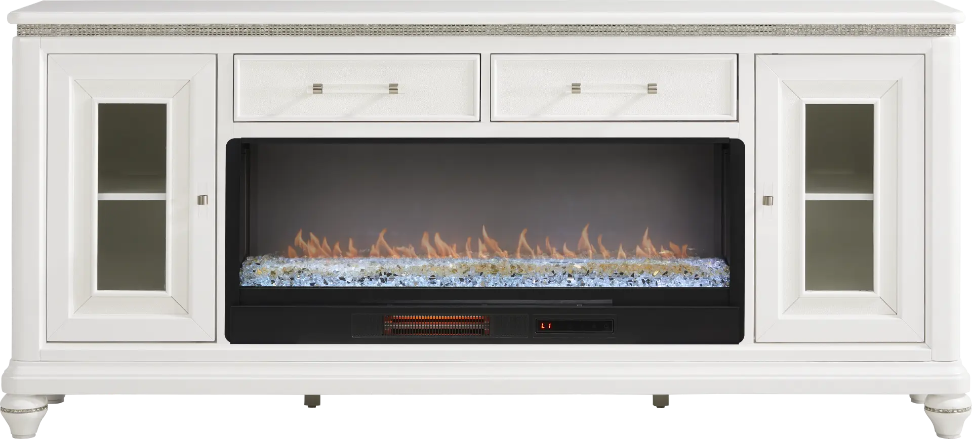 Starlet Lane White 80 in. Console with Electric Fireplace