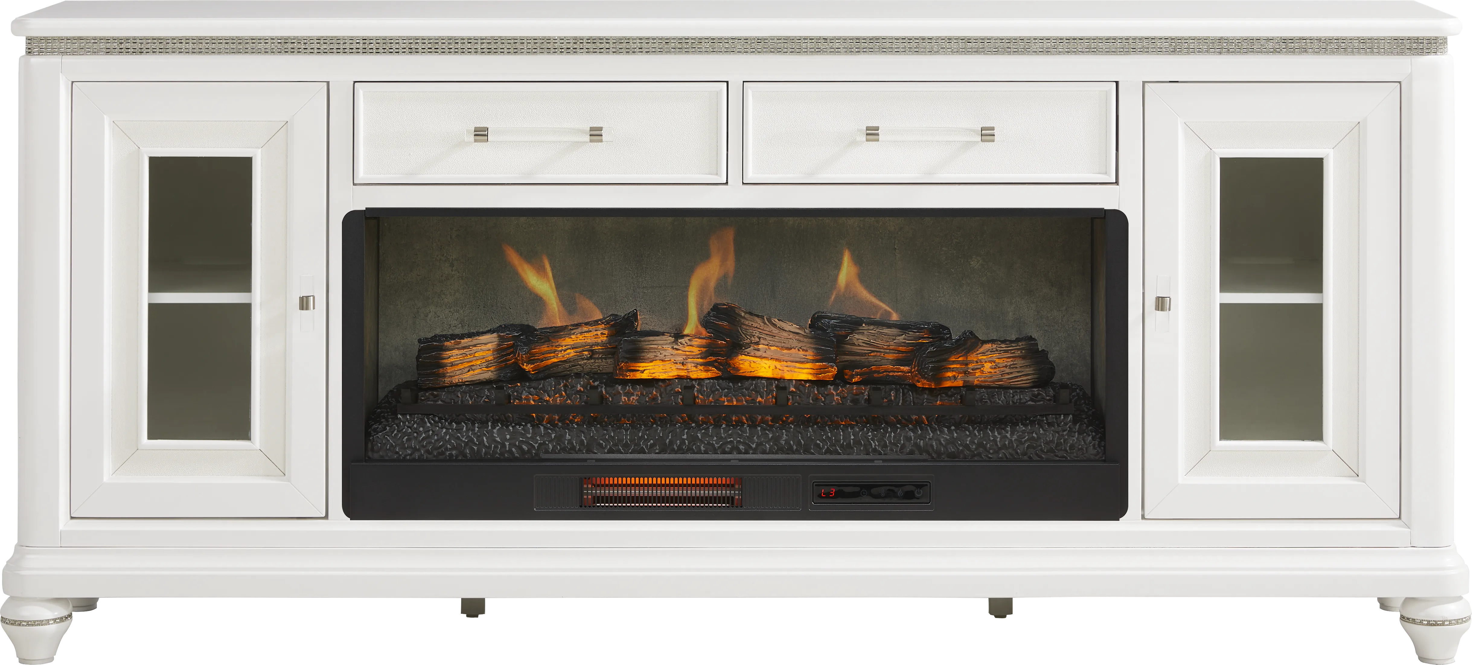 Starlet Lane White 80 in. Console with Electric Fireplace - Thumbnail - Image 1
