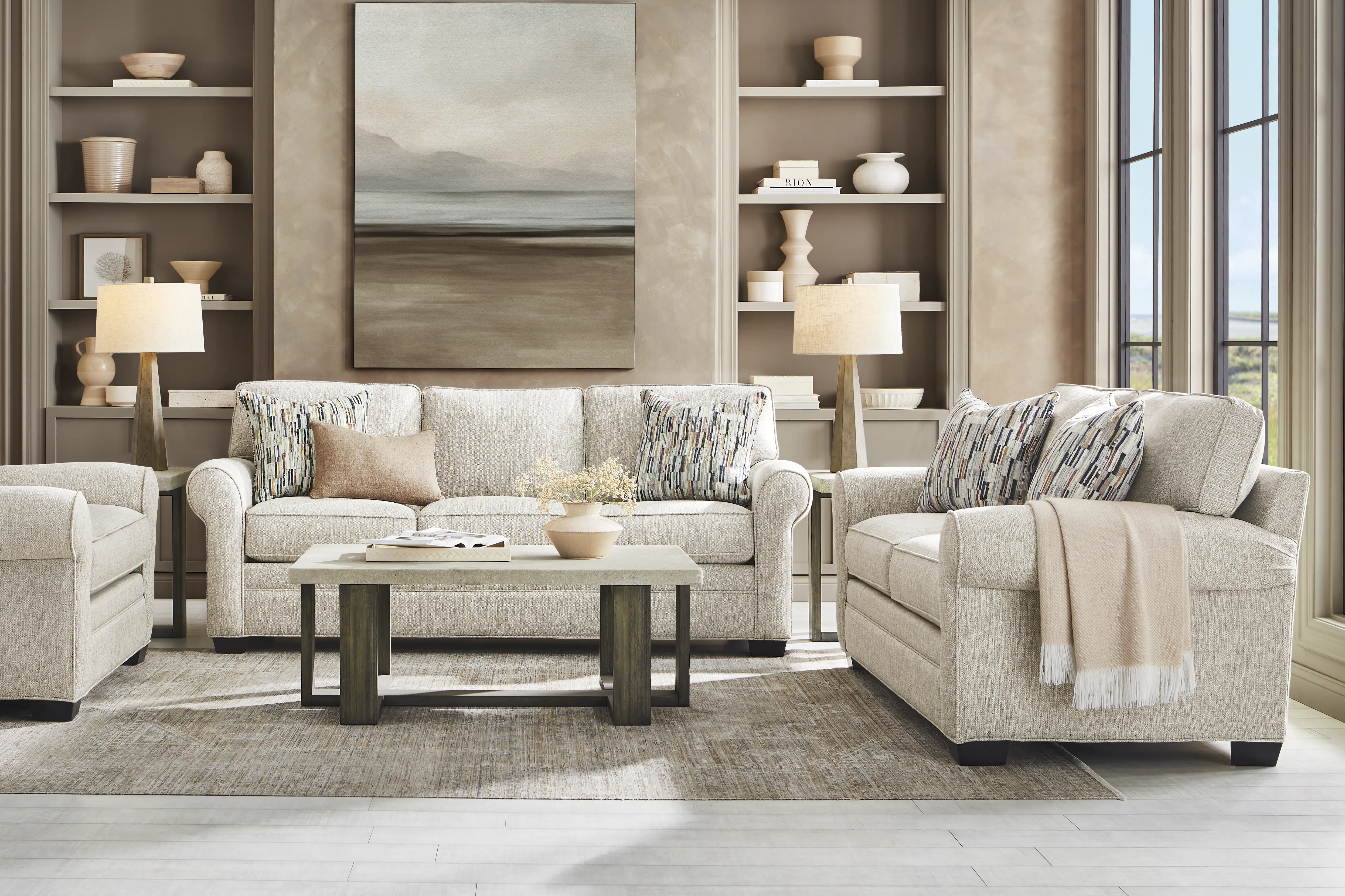 Bellingham Pebble Textured 7 Pc Living Room - Thumbnail - Image 1