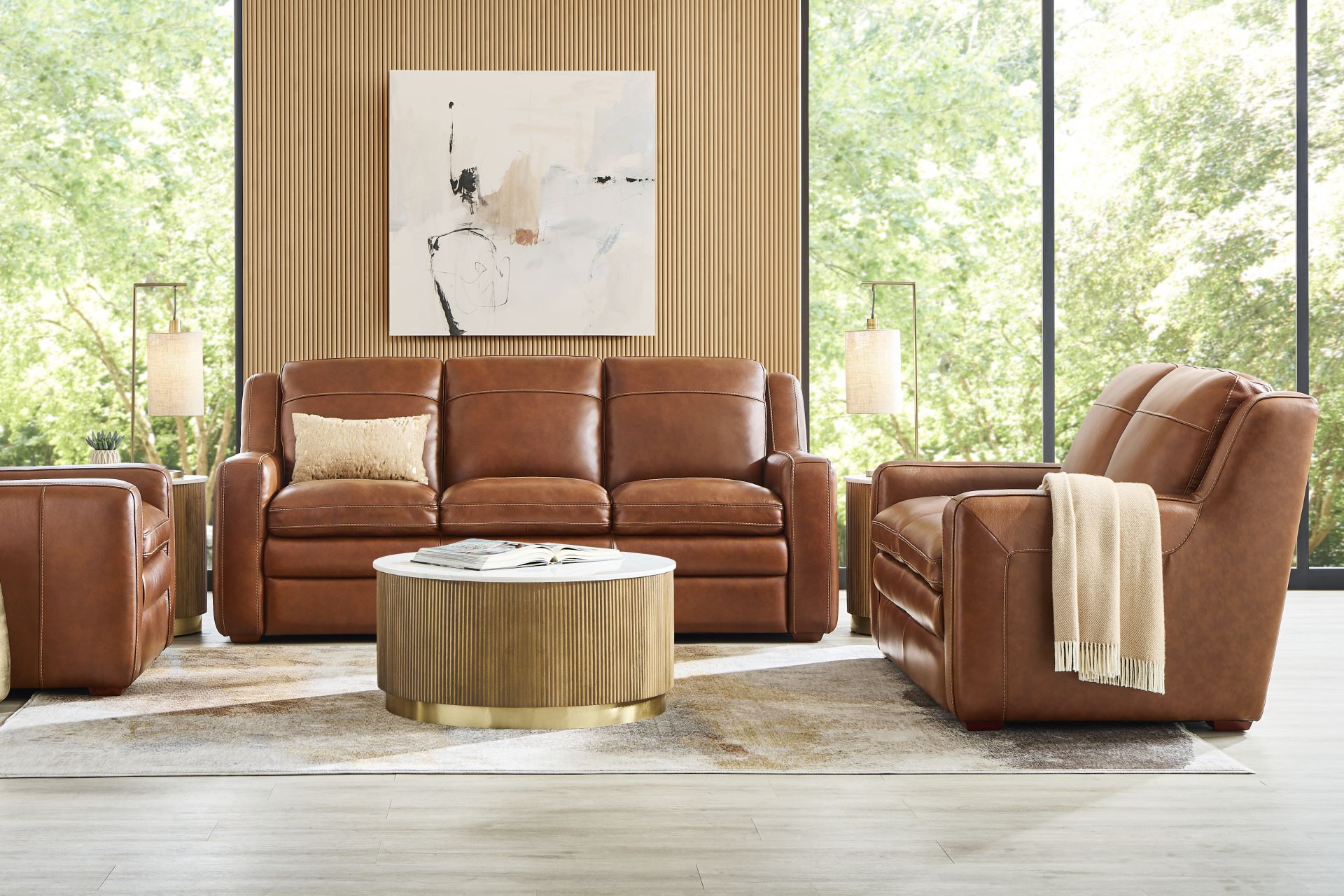 Salinger Brown Leather Sofa - Image 2