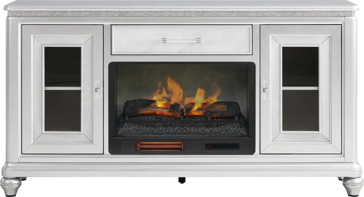 Starlet Lane Silver 66 in. Console with Electric Fireplace