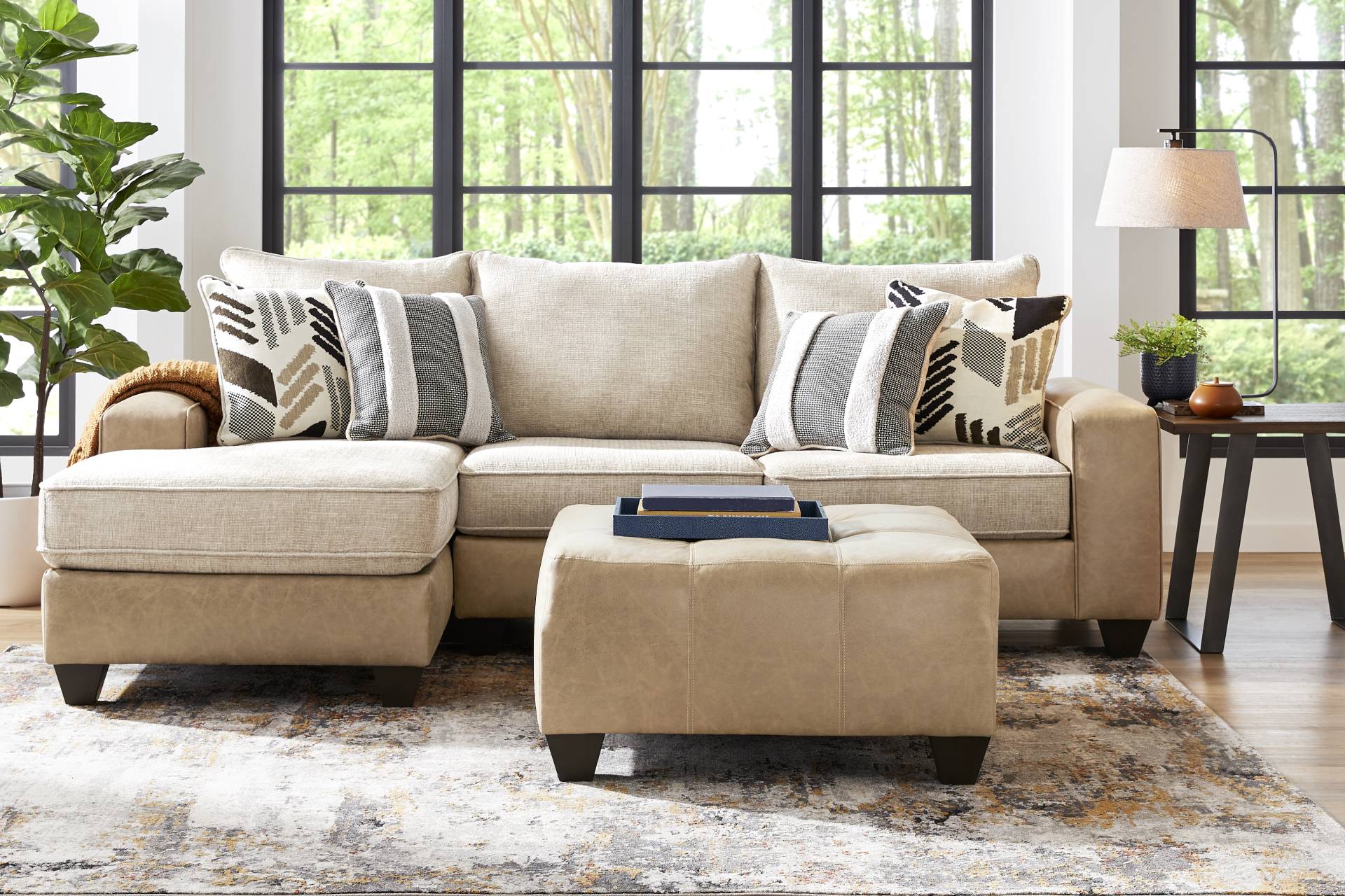 Murphy Beige 5 Pc Sectional Living Room full room