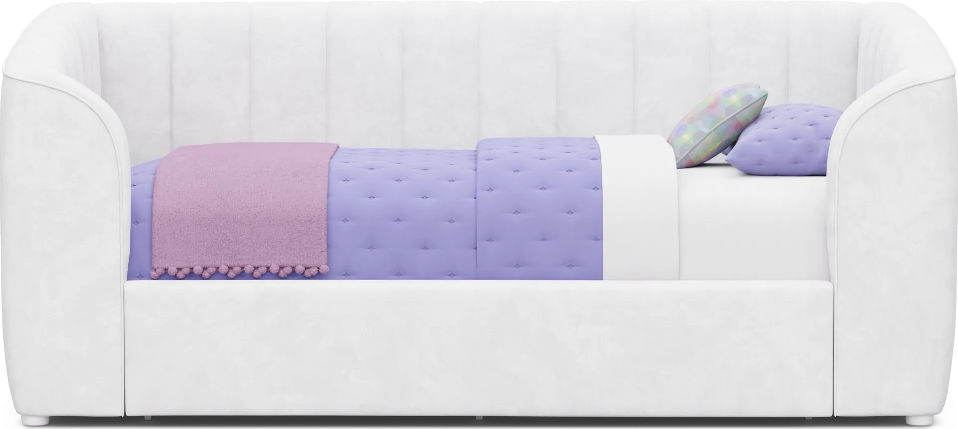 Kids Gwyneth White Twin Upholstered Storage Daybed - Image 1