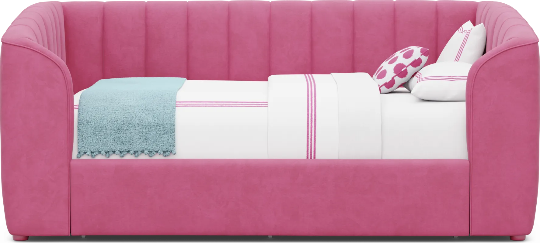 Kids Gwyneth Bubble Gum Full Upholstered Storage Daybed