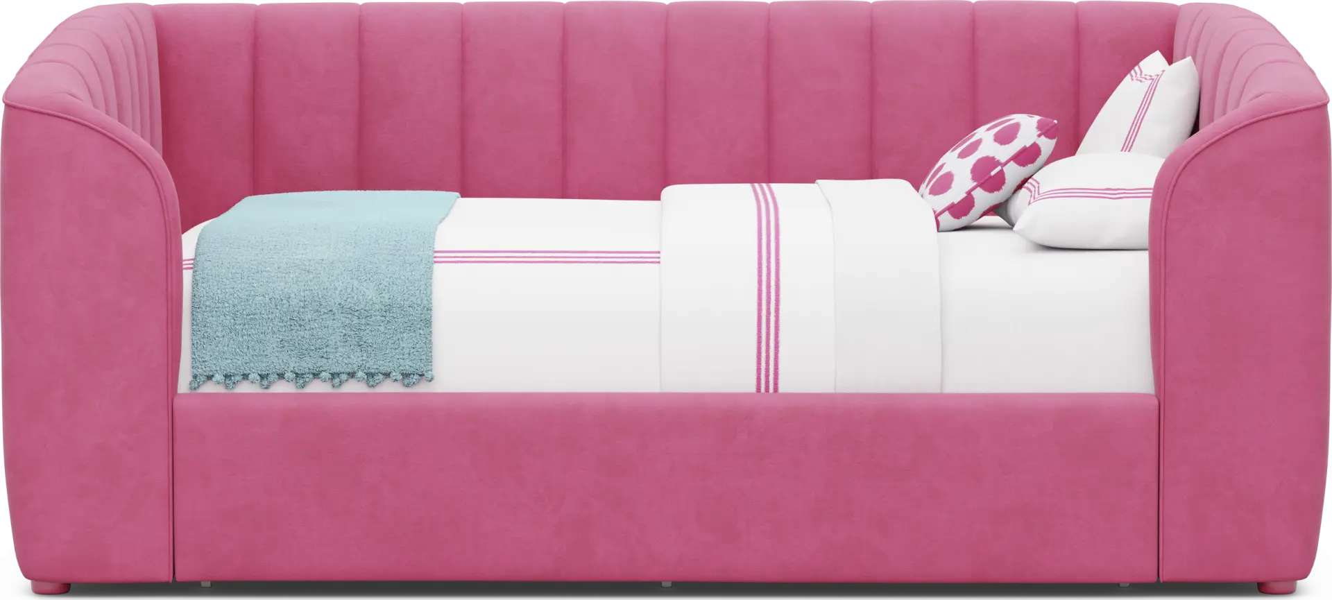 Kids Gwyneth Bubble Gum Full Upholstered Storage Daybed