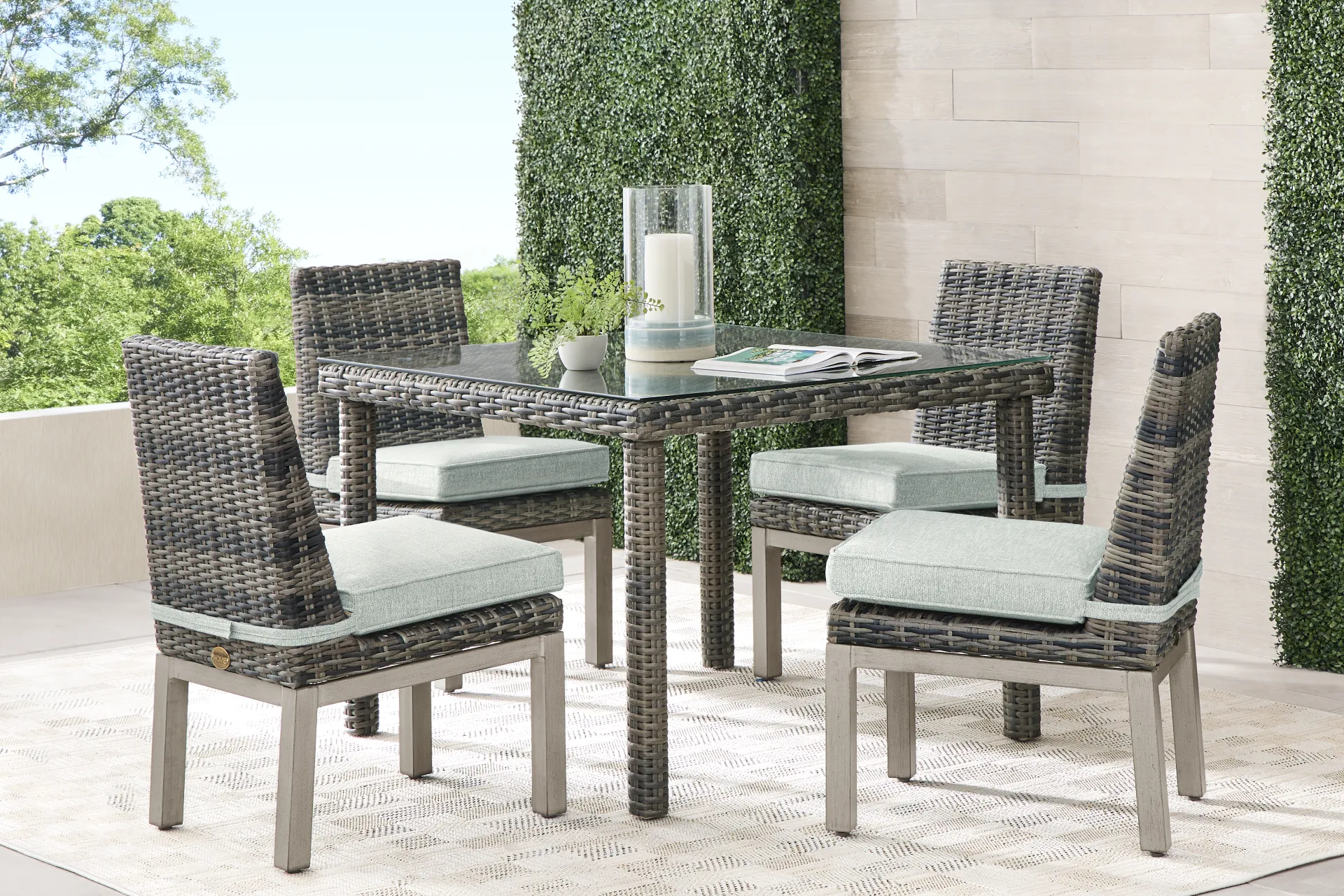 Montecello Gray Outdoor Side Chair with Mist Cushion - Image 2