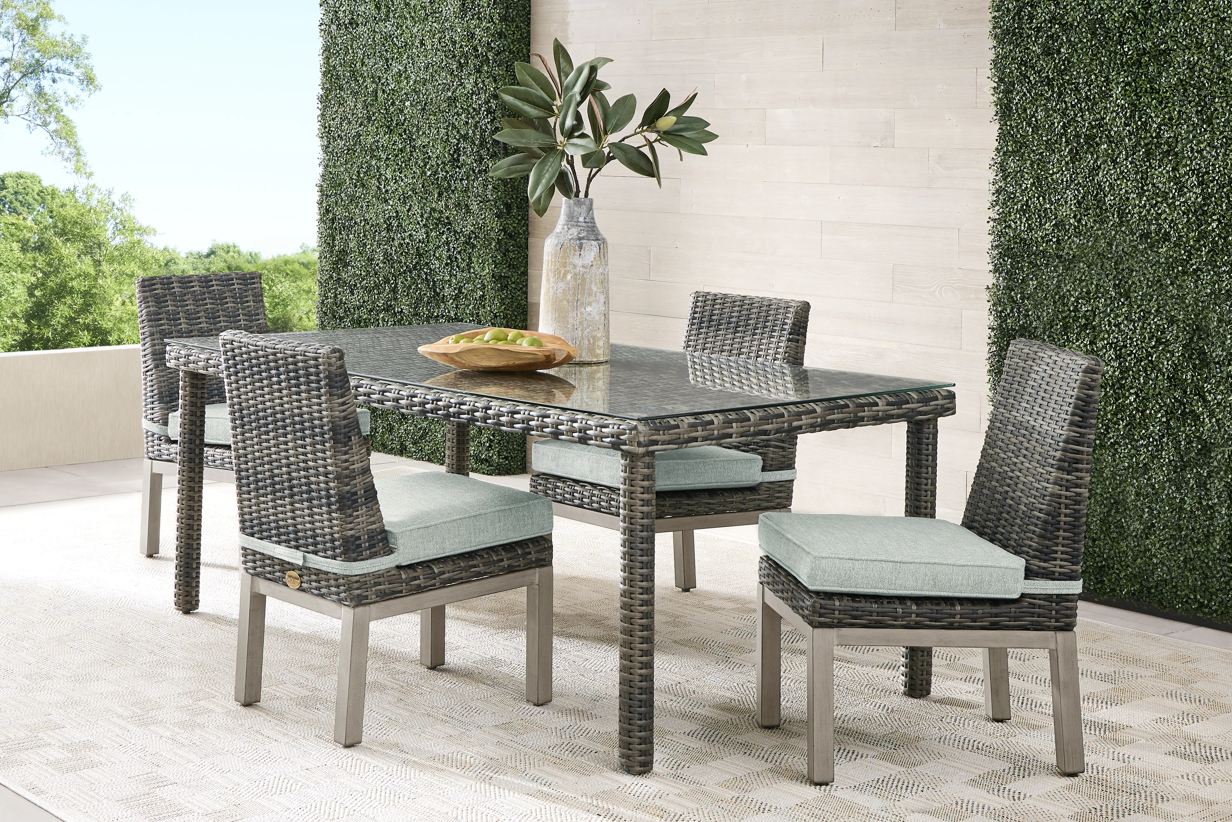 Montecello Gray 5 Pc Outdoor Dining Set with Mist Cushions - Thumbnail - Image 1