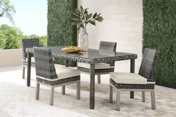 Montecello Gray 5 Pc Outdoor Dining Set with Twine Cushions