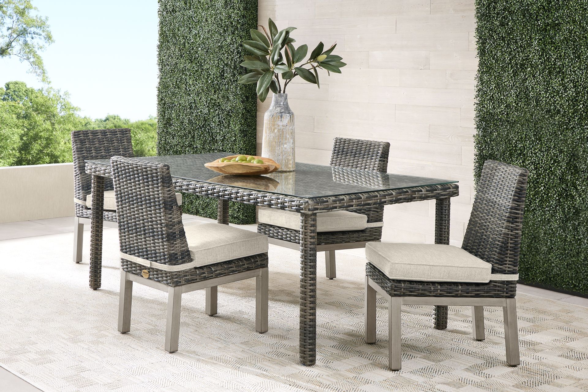Montecello Gray 5 Pc Outdoor Dining Set with Twine Cushions - Image 1