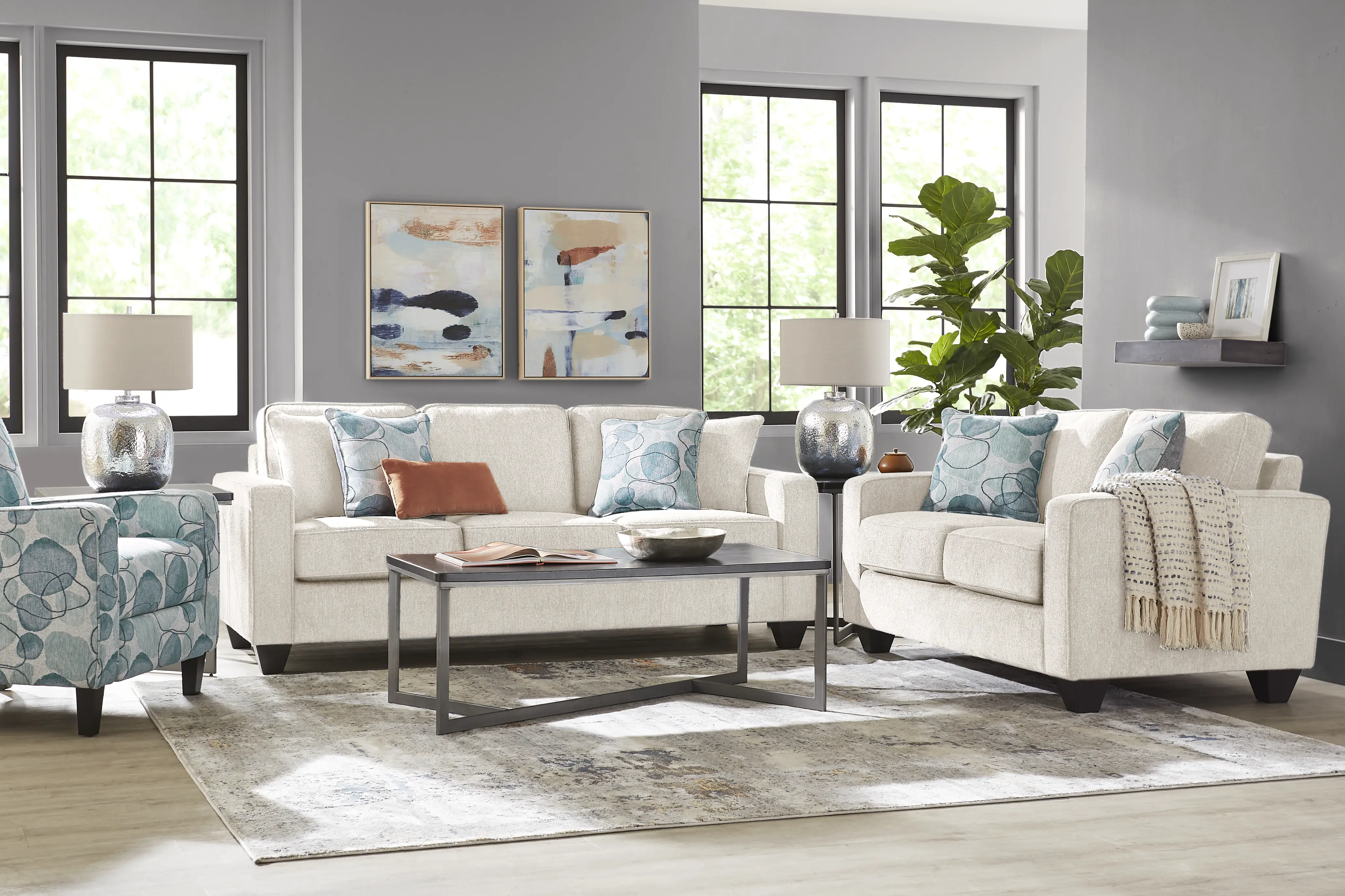 Alanis Bay White 5 Pc Living Room - Thumbnail - Image 1