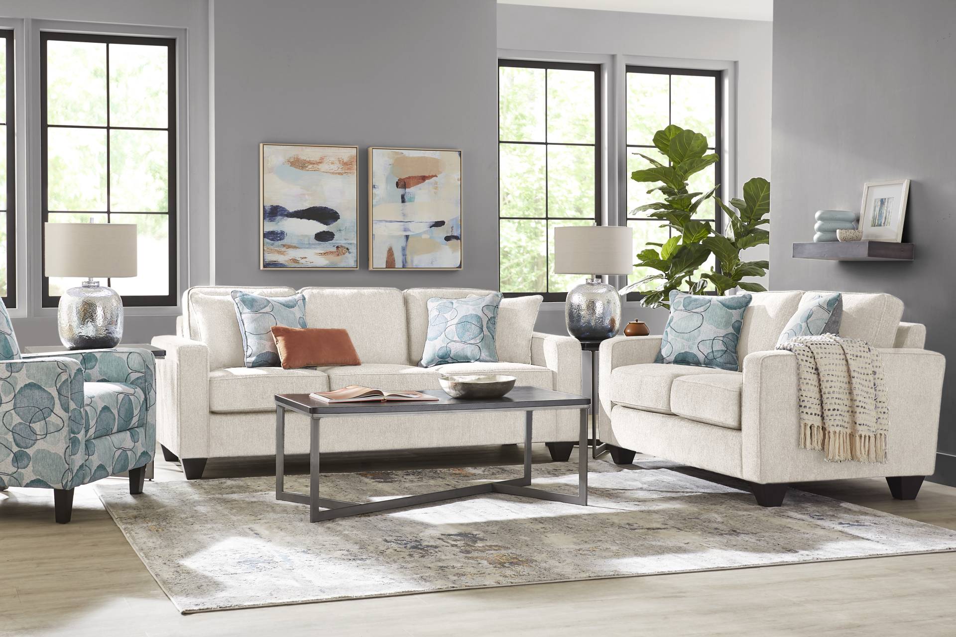 Alanis Bay White 5 Pc Living Room full room
