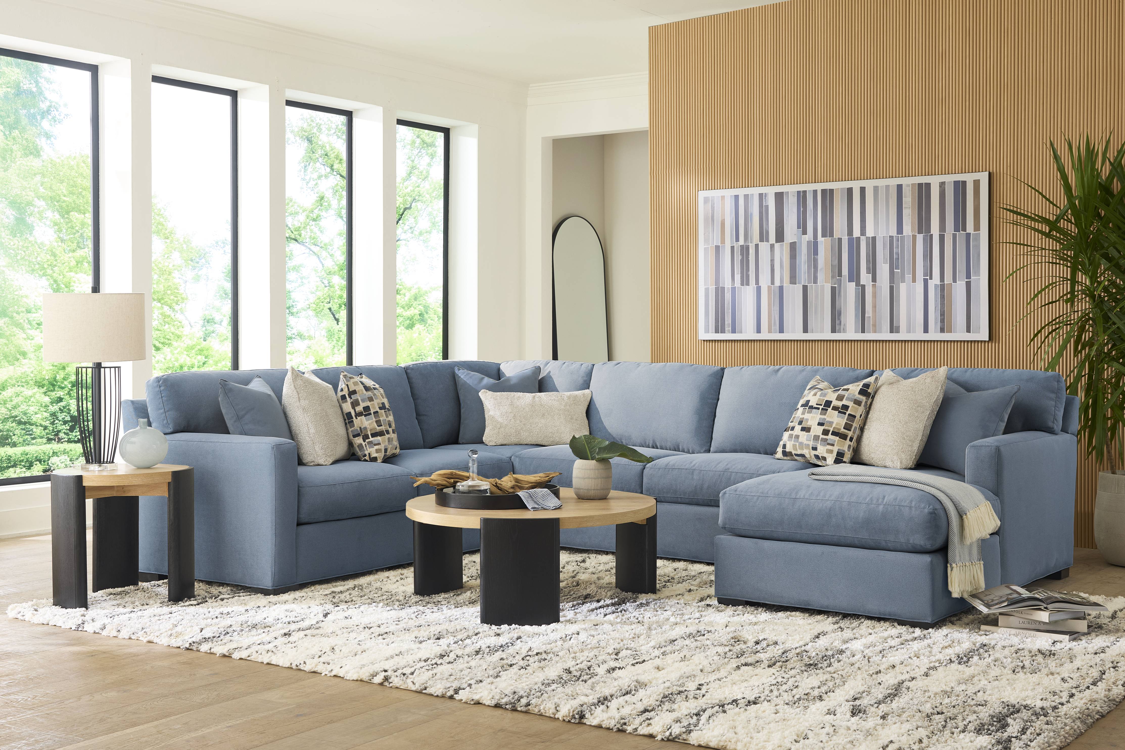 Harmonie Blue 3 Pc Gel Foam Sleeper Sectional - Thumbnail - Image 2