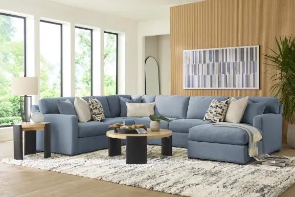 Harmonie Blue 3 Pc Sleeper Sectional