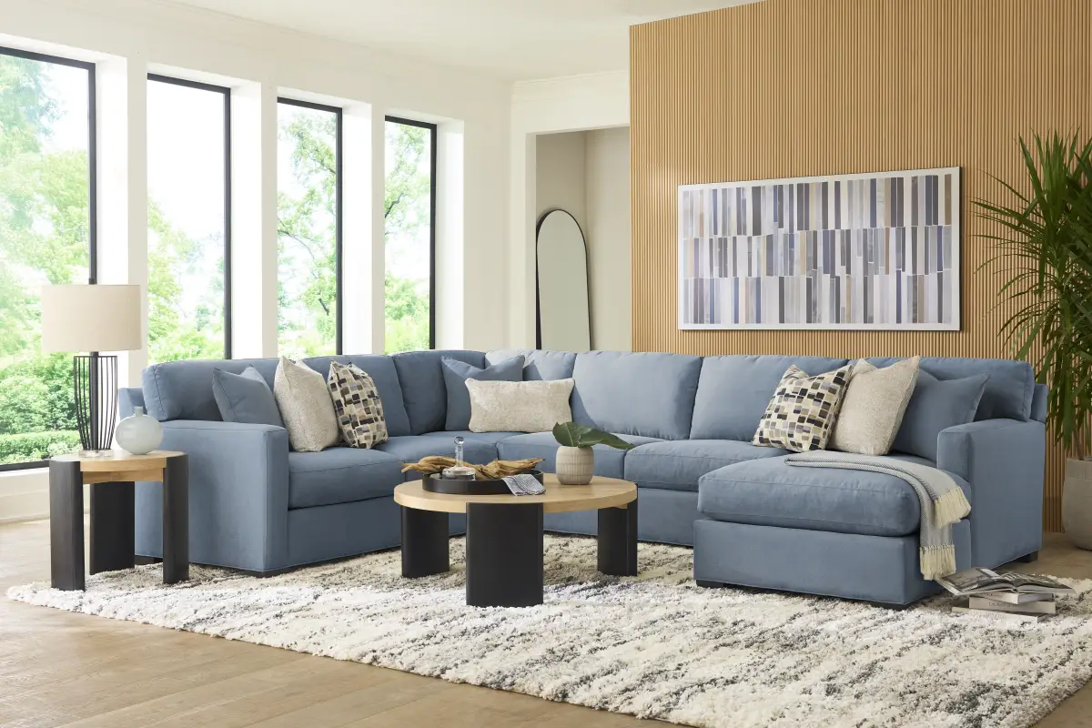 Harmonie Blue 3 Pc Gel Foam Sleeper Sectional