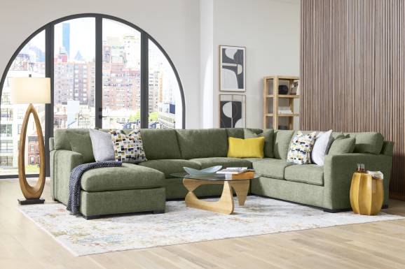 Harmonie Avocado 3 Pc Gel Foam Sleeper Sectional