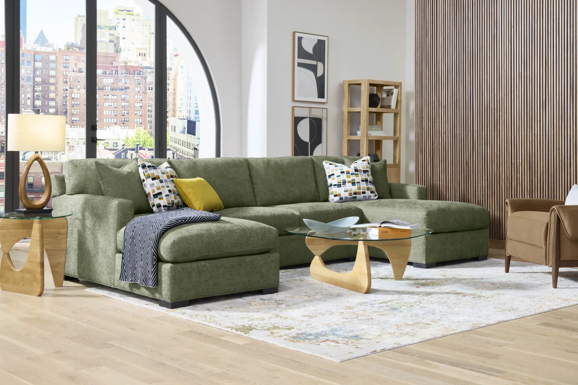 Harmonie Avocado 3 Pc Gel Foam Sleeper Sectional