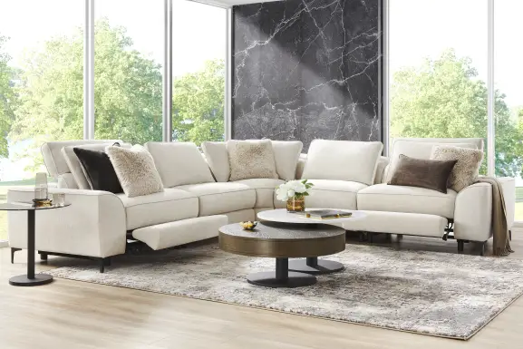 Aspen Sand 5 Pc Dual Power Reclining Sectional