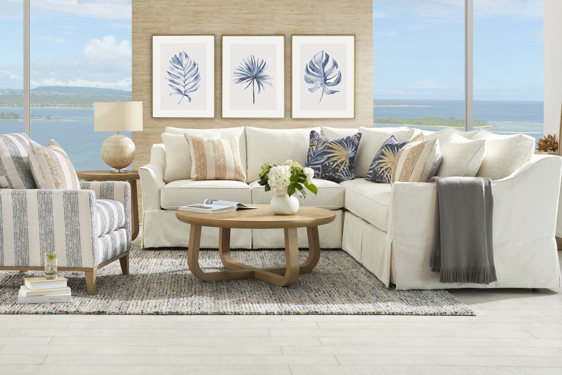 Pacific Grove White Slipcover 2 Pc Sectional - Image 2
