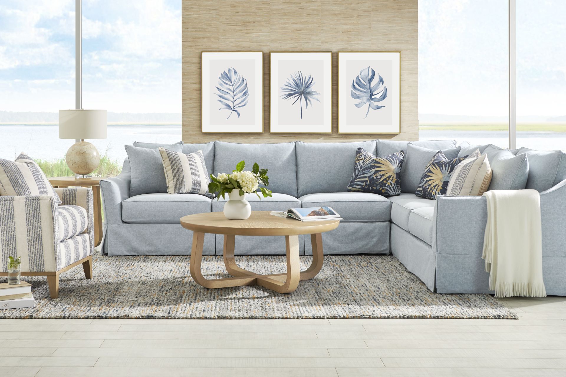 Pacific Grove Blue Slipcover 2 Pc Sectional - Image 2
