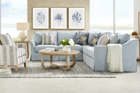 Pacific Grove Blue Slipcover 2 Pc Sectional