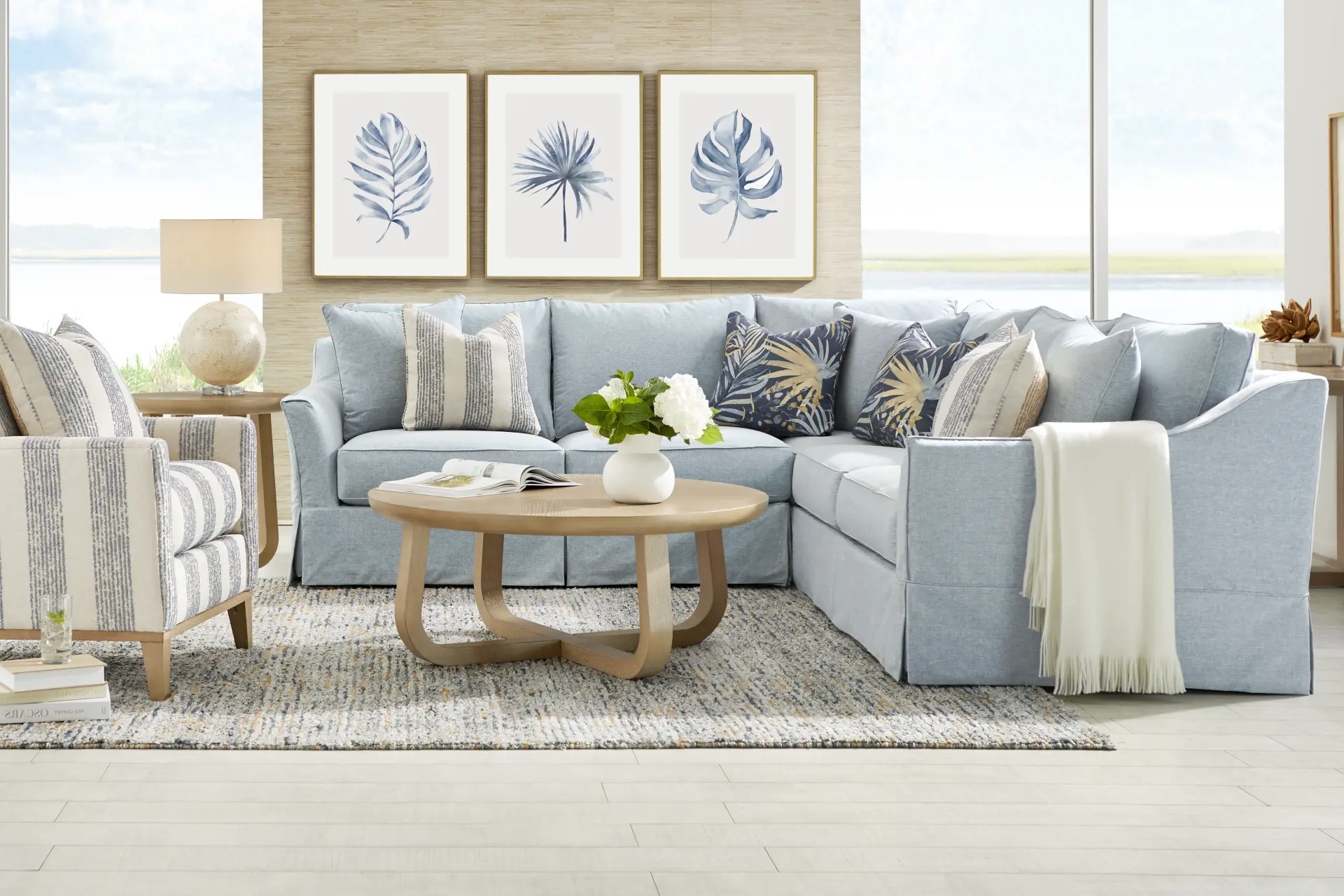Pacific Grove Blue Slipcover 2 Pc Sectional