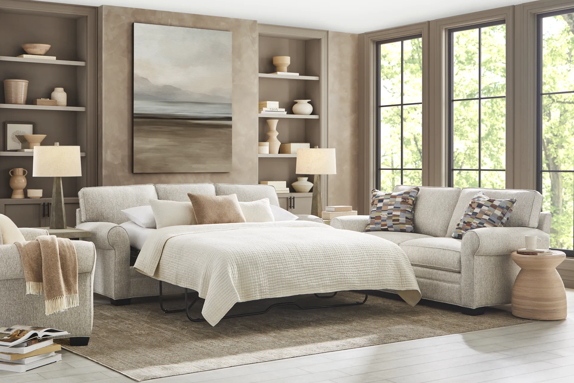 Bellingham Pebble Textured 7 Pc Living Room with Sleeper Sofa - Image 1