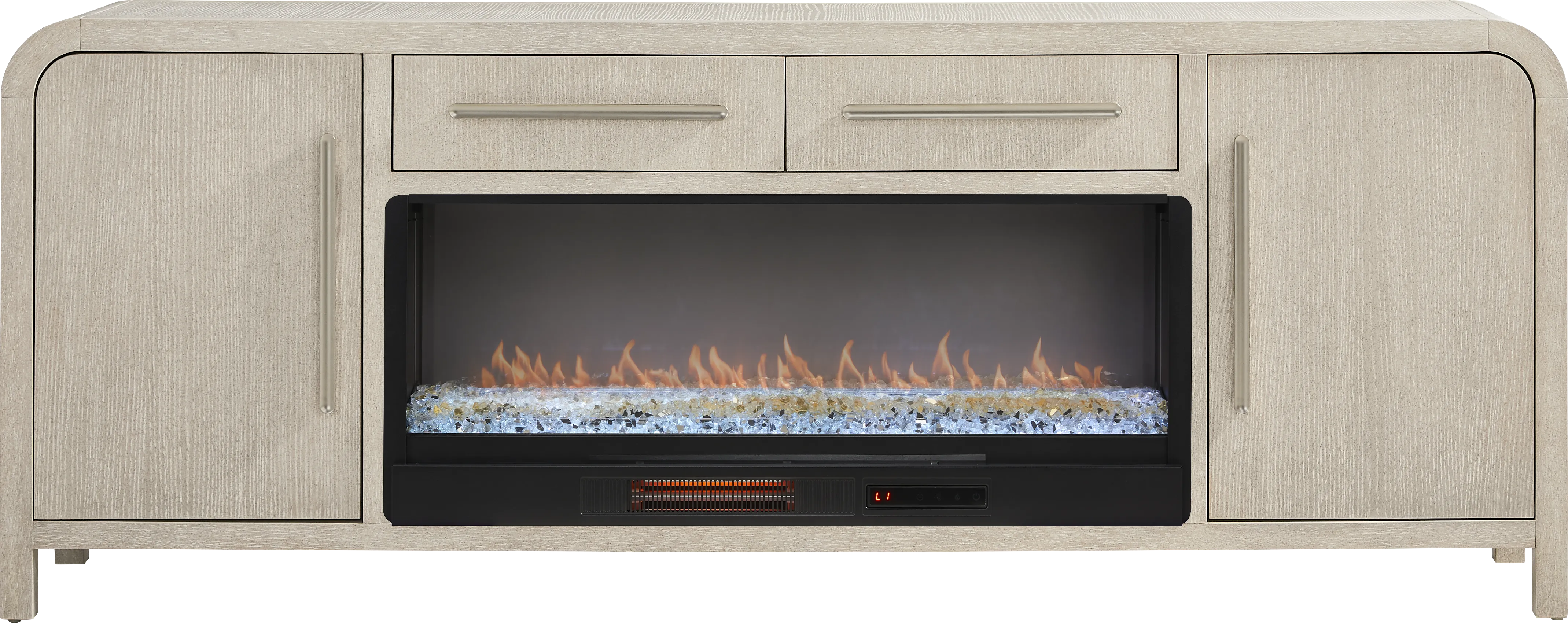 Canyon Light Gray 84 in. Console with Electric Fireplace - Thumbnail - Image 1