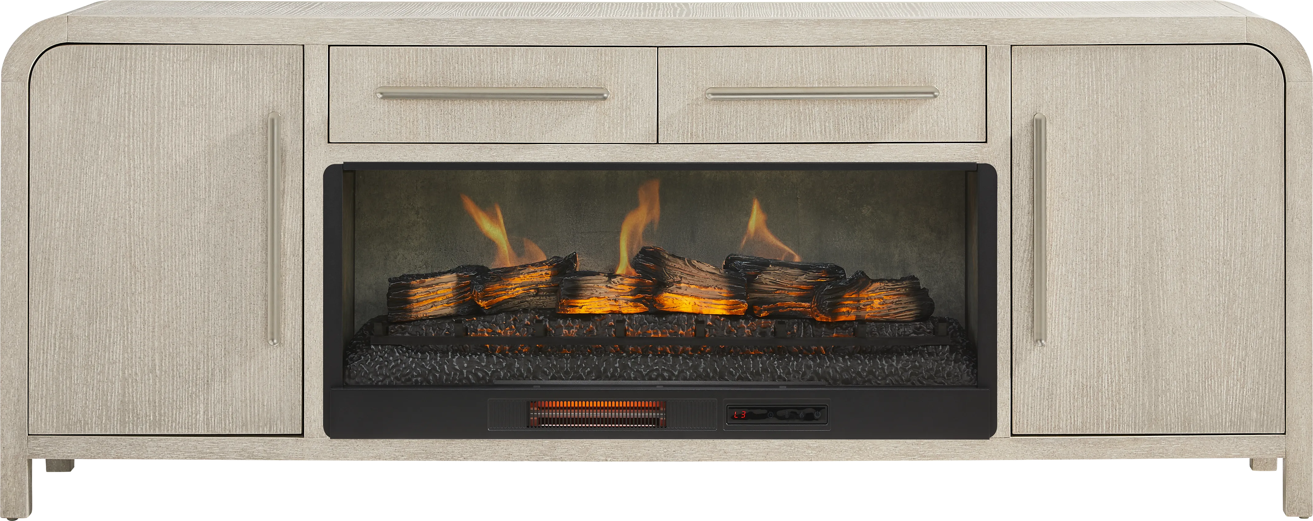 Canyon Light Gray 84 in. Console with Electric Log Fireplace - Thumbnail - Image 1