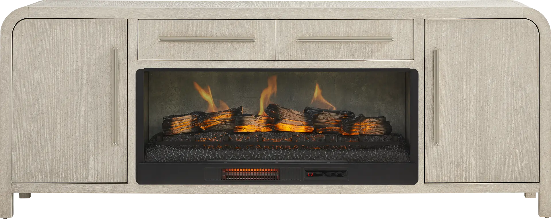 Canyon Light Gray 84 in. Console with Electric Log Fireplace
