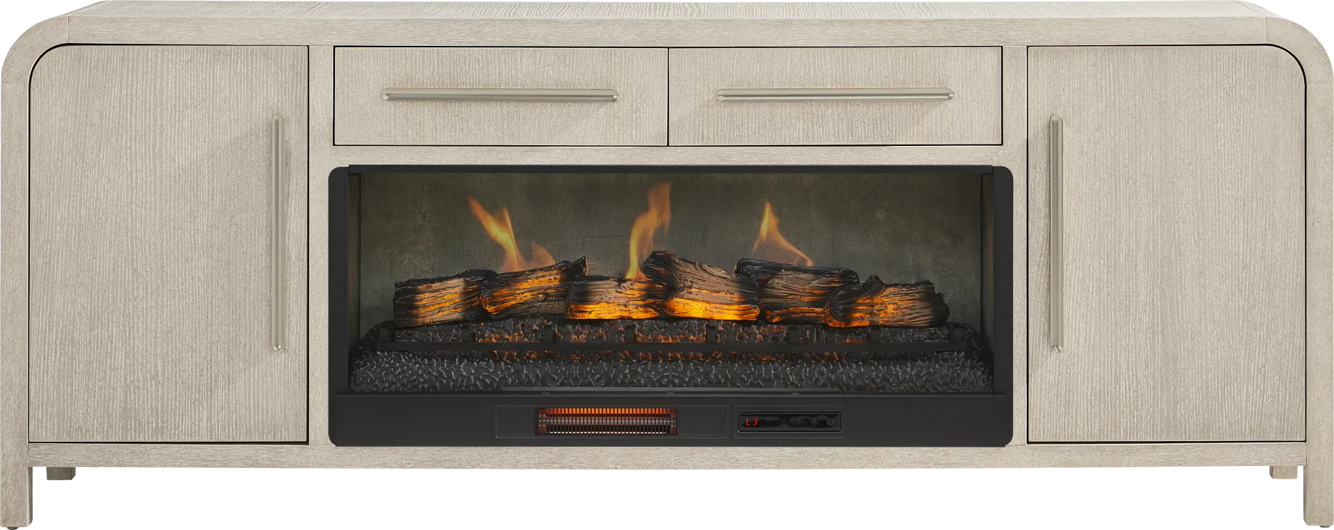 Canyon Light Gray 84 in. Console with Electric Log Fireplace - Image 1